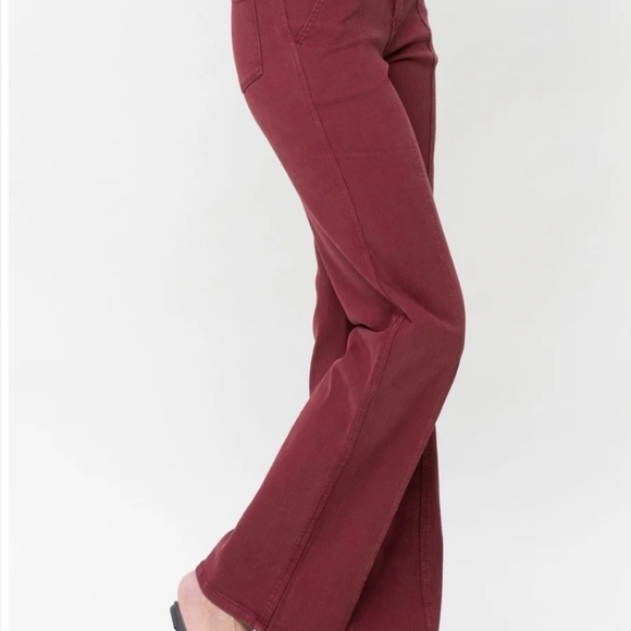Judy BlueHigh Waist Burgundy Front Seam Straight Leg Jean Size 728 - Picture 3 of 16